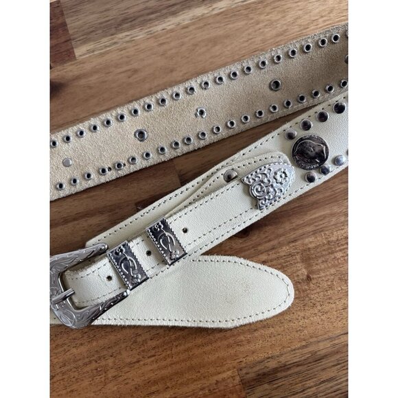 Vintage Boho Leather Belt FAUX STONES coin‎ Festival Boho Gypsy Western Cowgirl main image 14
